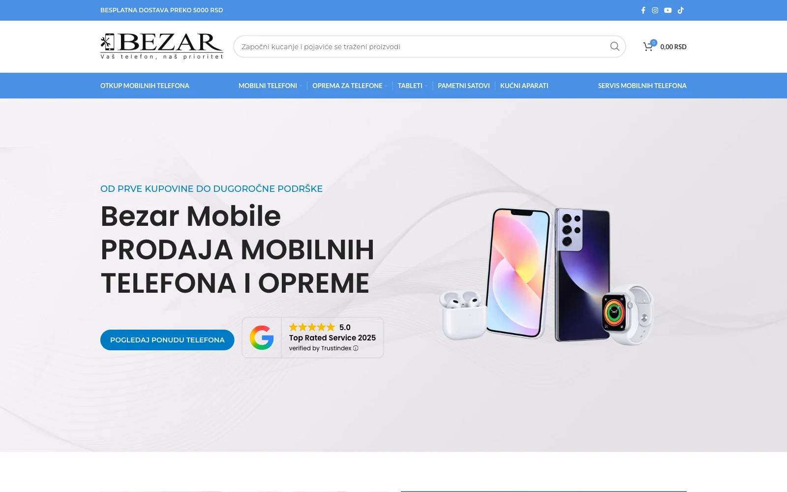 Bezar Mobile website homepage — SEO project