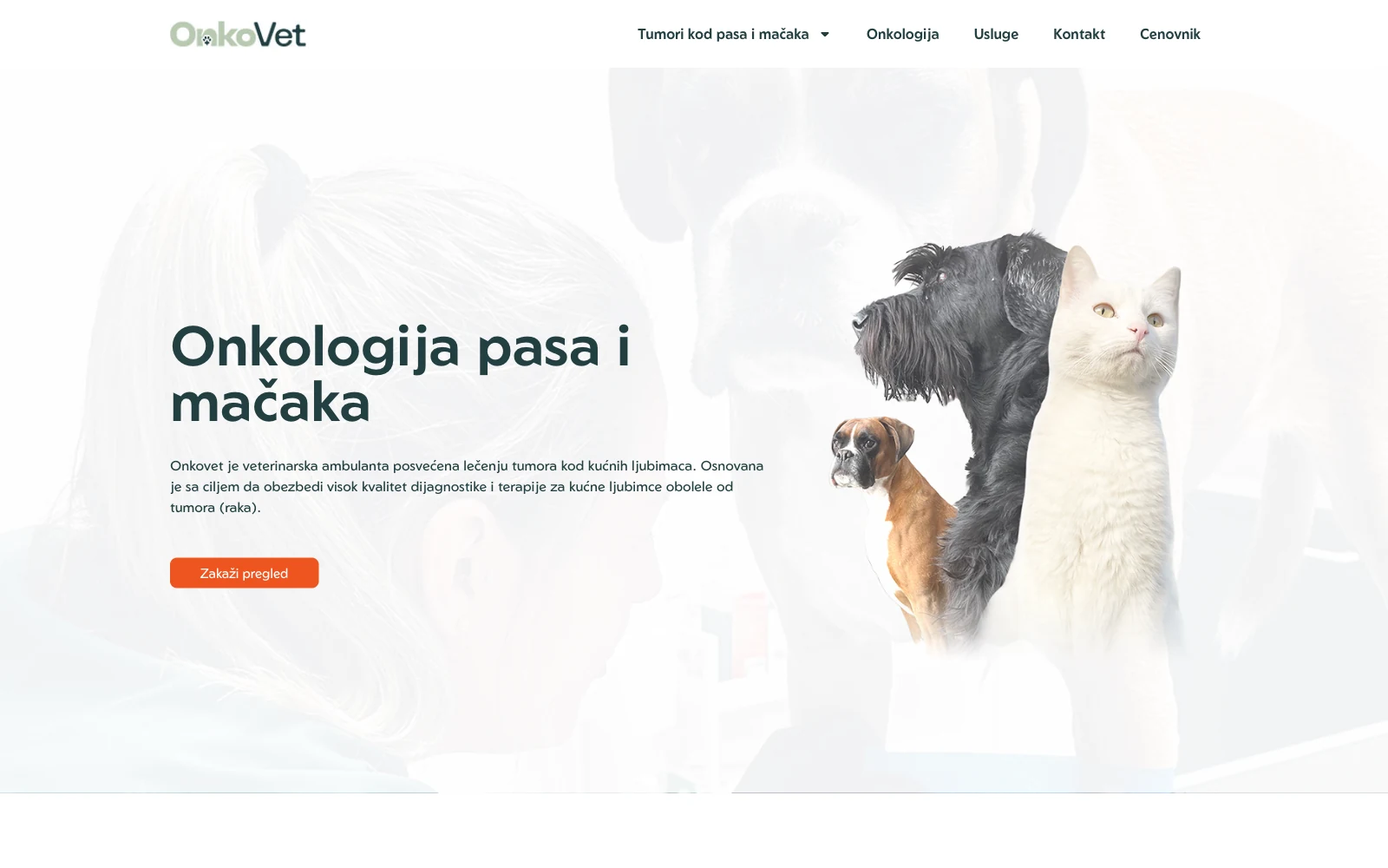 OnkoVet website homepage — SEO project
