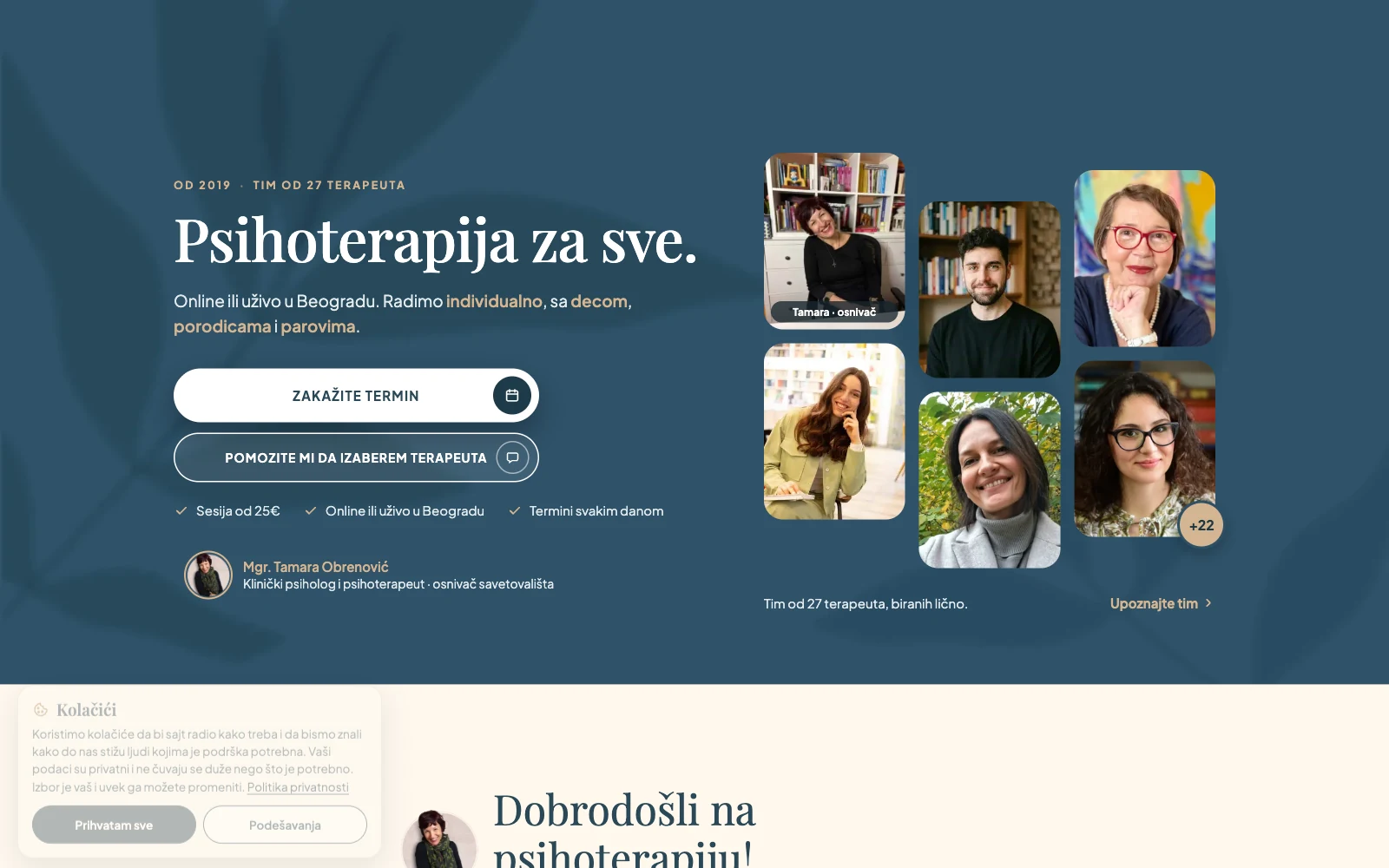 Tamara Obrenović website homepage — SEO project